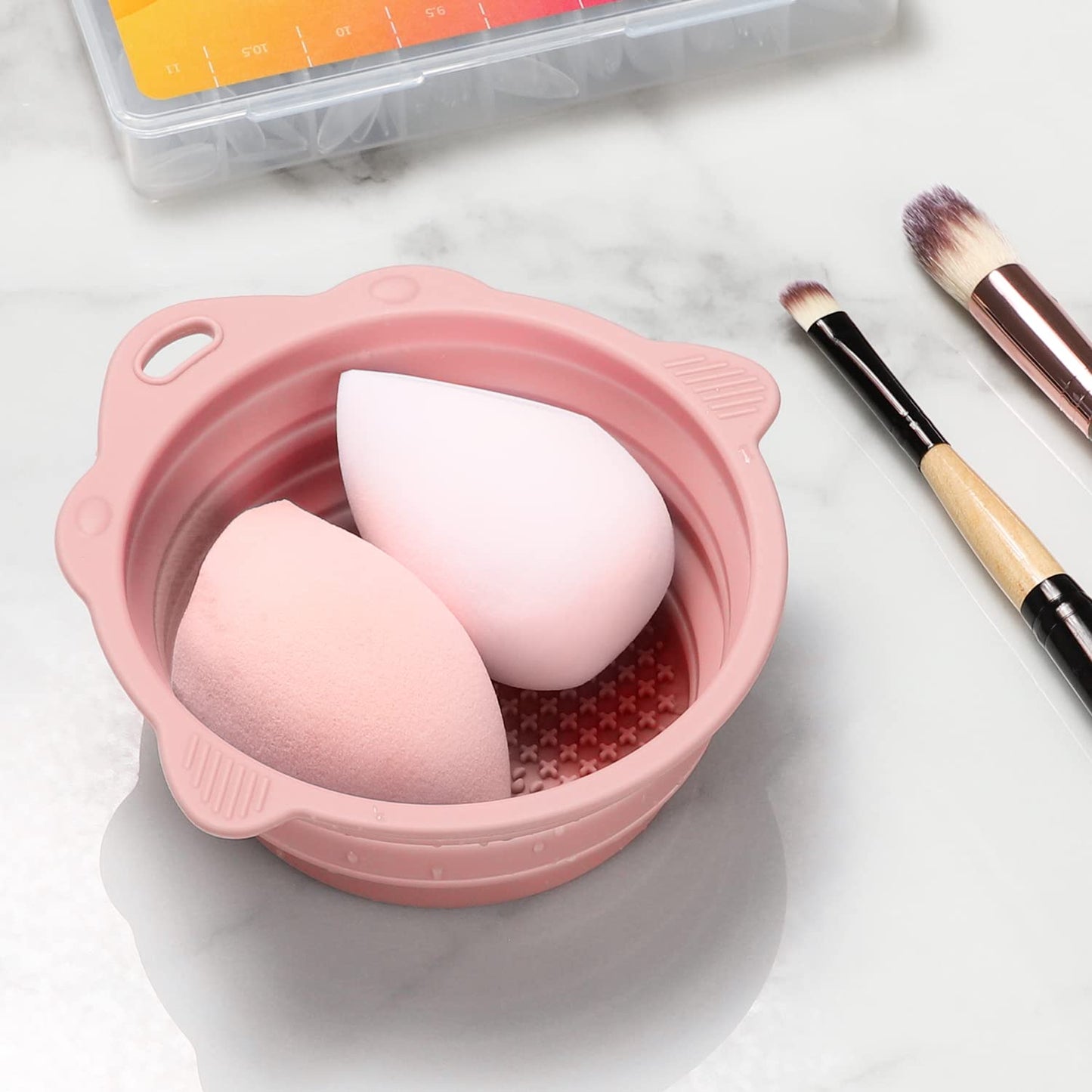 BeautyLane Foldable Silicone Makeup Brush Cleaner Bowl – Portable Brush Cleaning Mat & Washing Bowl for Cosmetic Brushes, Reusable Beauty Tool