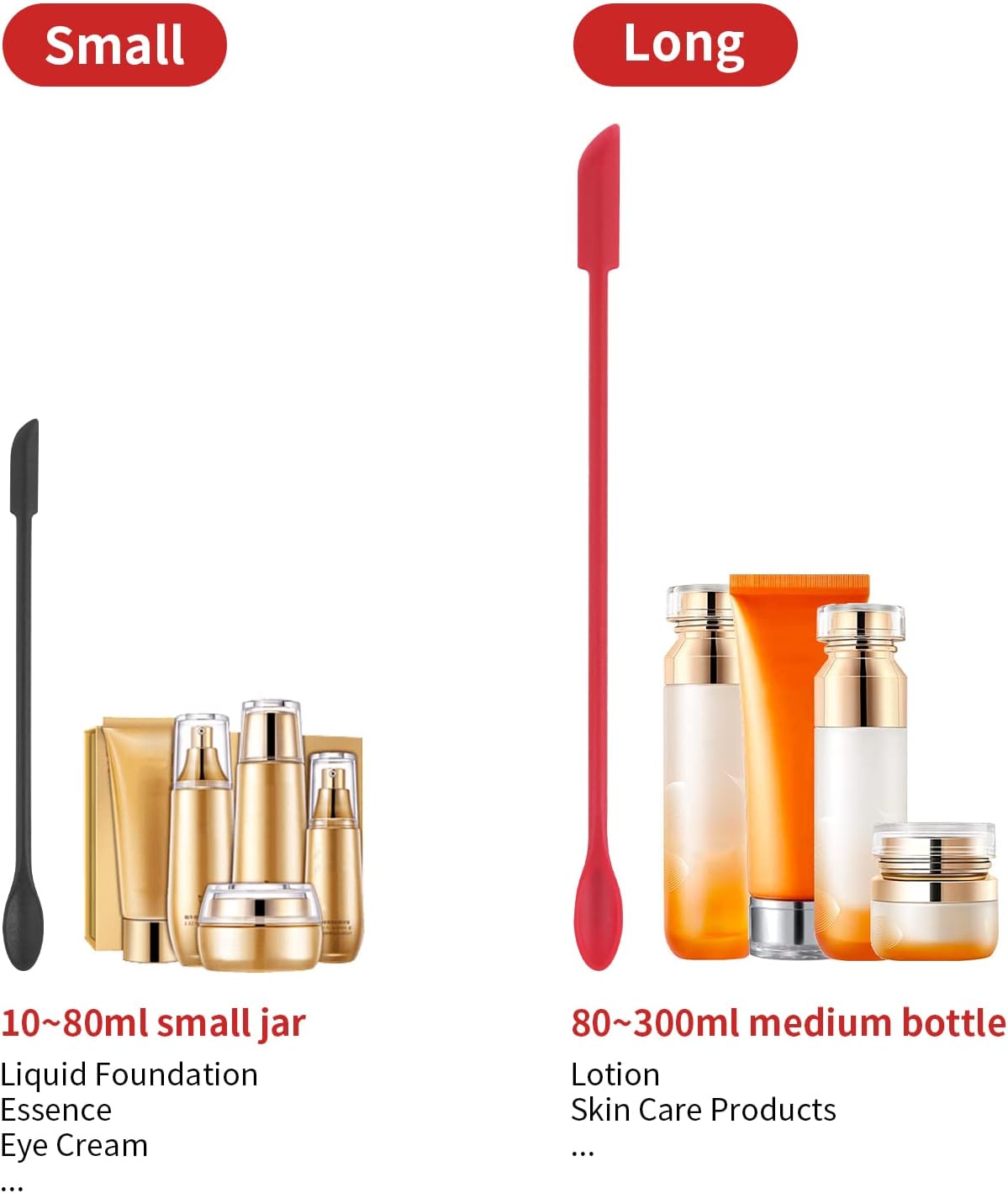 BeautyLane 2-Piece Mini Silicone Makeup Spatula Set – Reusable Cosmetic Jar Scrapers for Foundation, Creams & Skincare