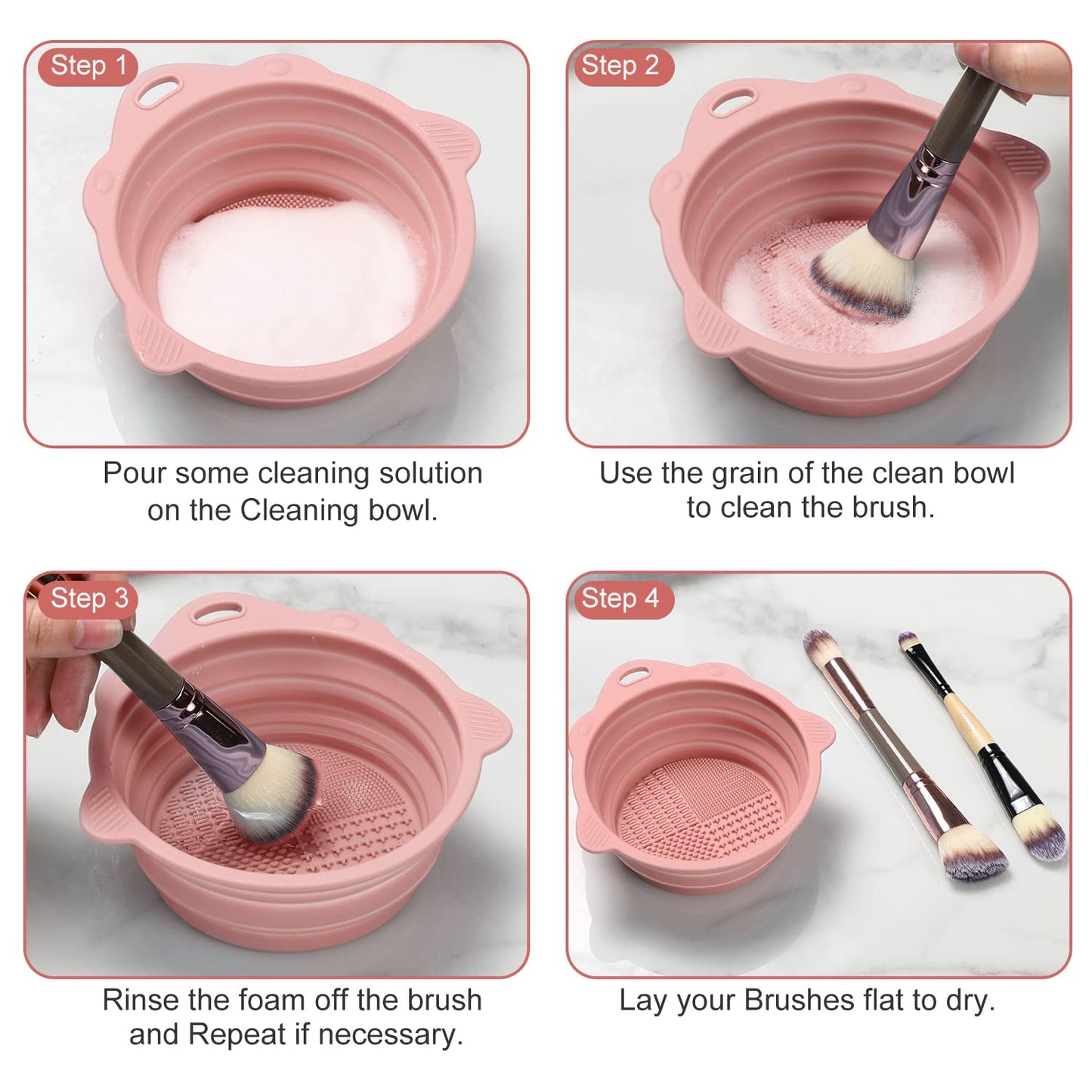 BeautyLane Foldable Silicone Makeup Brush Cleaner Bowl – Portable Brush Cleaning Mat & Washing Bowl for Cosmetic Brushes, Reusable Beauty Tool