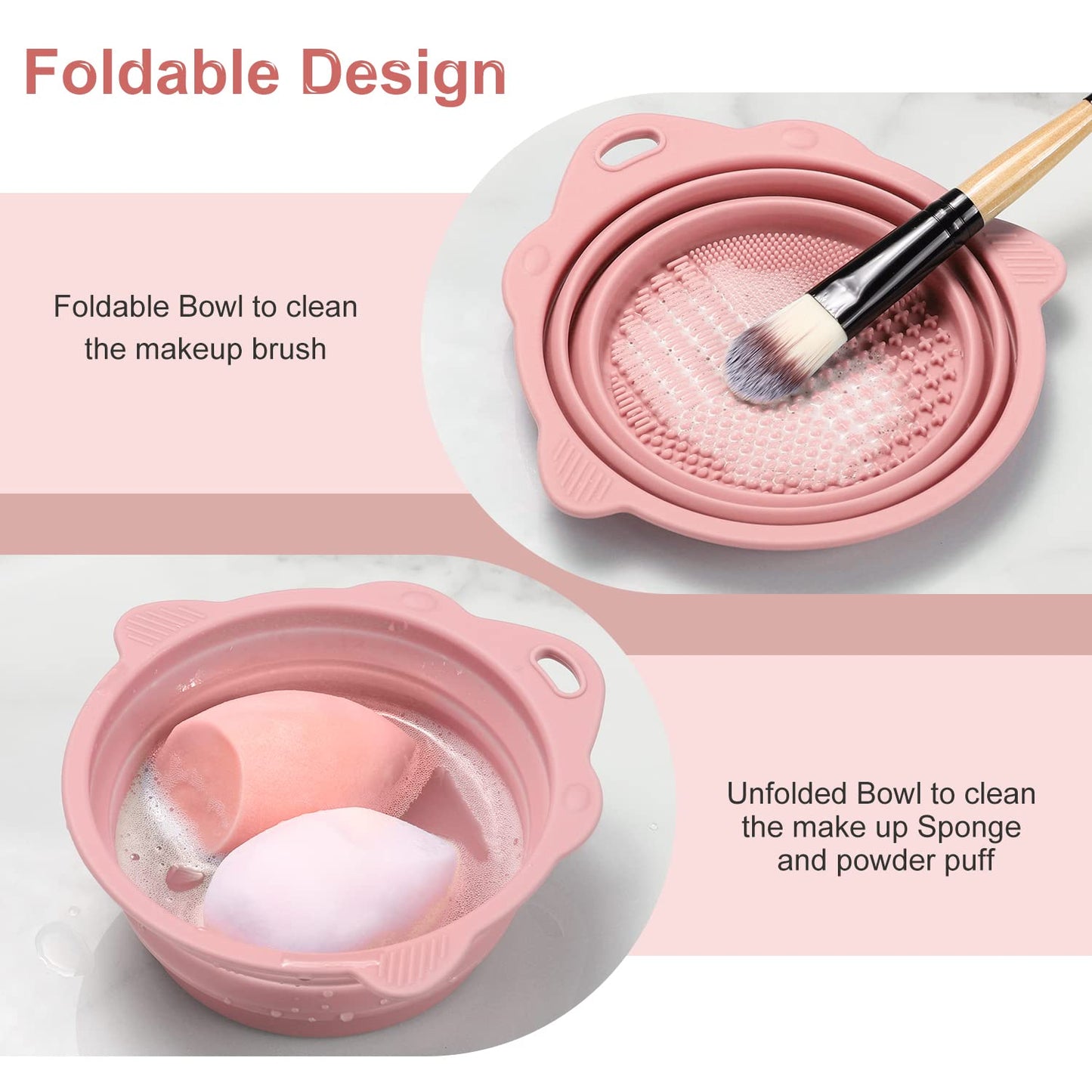 BeautyLane Foldable Silicone Makeup Brush Cleaner Bowl – Portable Brush Cleaning Mat & Washing Bowl for Cosmetic Brushes, Reusable Beauty Tool